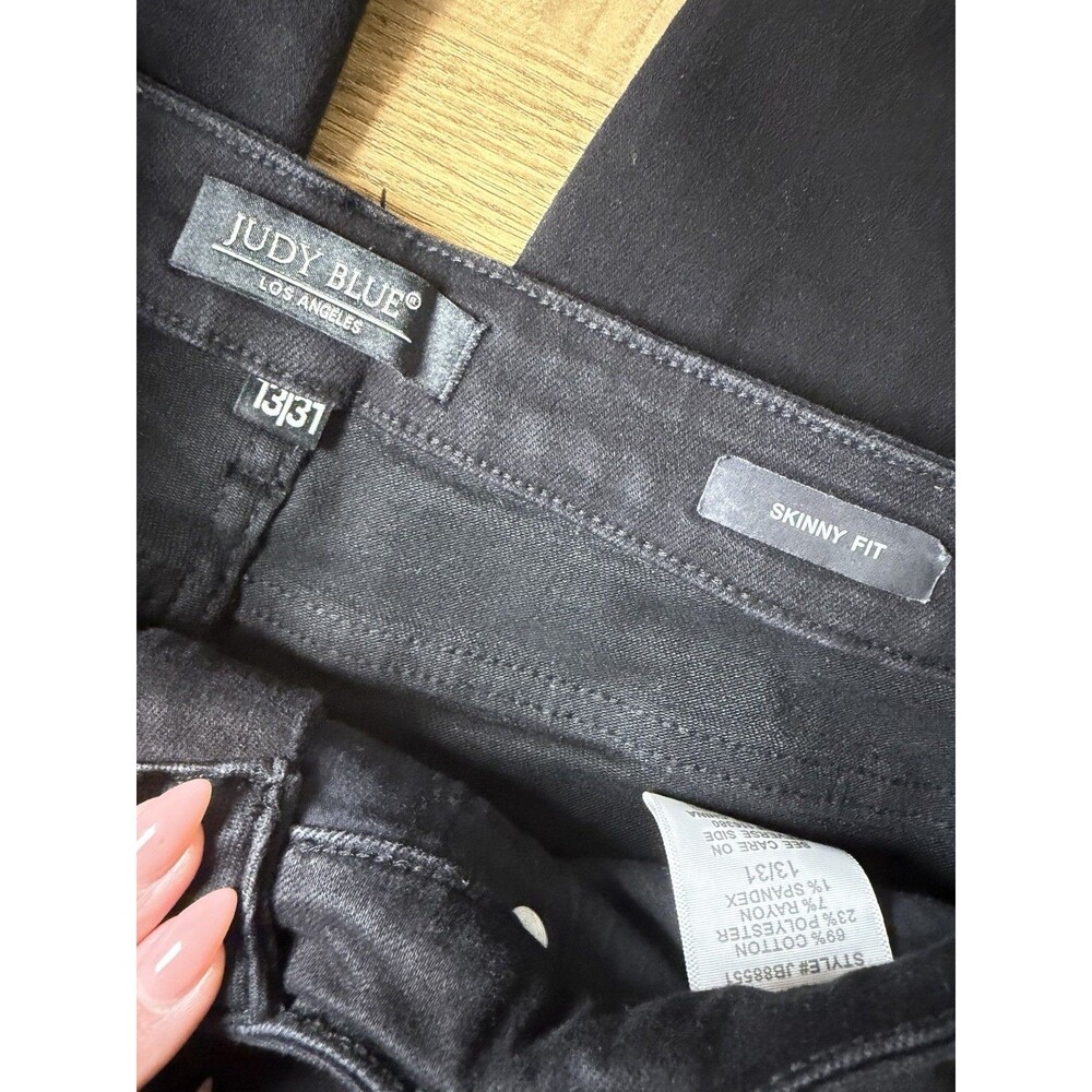 Judy Blue Jeans Black Skinny High Waist Womens Distressed Size 13 / 31 - Picture 5 of 6